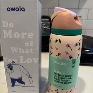 Owala Pink and Green Insulated Water Bottle